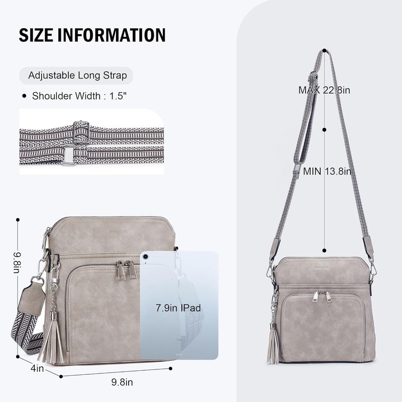 Roulens Crossbody Purse for Women Vegan Leather Medium Crossbody Wallet Bag for Travel Women Shoulder Handbags with Tassel - Image 4